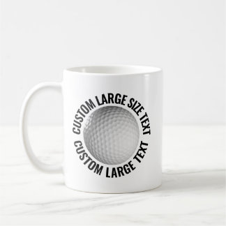 Large Personalised Text Golf Ball 11 oz. Custom Coffee Mug