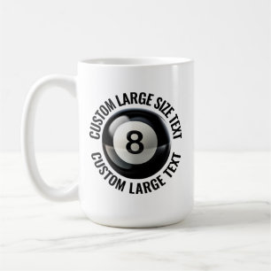 Large Personalised Text Pool 8 Ball 15oz. Custom Coffee Mug