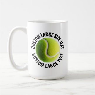 Large Personalised Text Tennis Ball 15oz. Custom Coffee Mug
