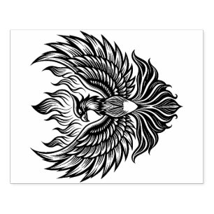 Large Phoenix Wood Art Rubber Stamp