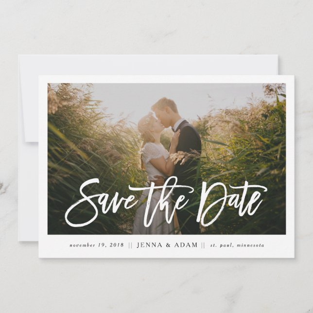 Large Photo Horizontal Calligraphy Save the Date (Front)