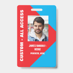 LARGE PHOTO I.D. ALL ACCESS CREDENTIALS BADGE ID BADGE
