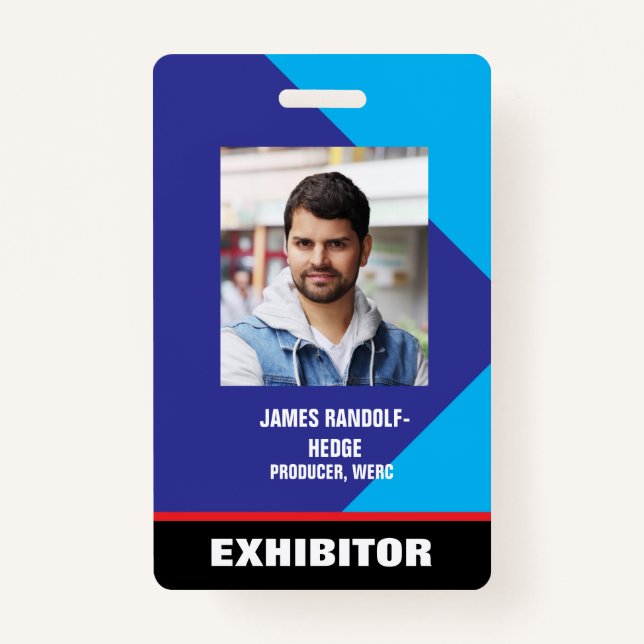 LARGE PHOTO I.D. EXHIBITOR CREDENTIALS BADGE ID BADGE (Front)