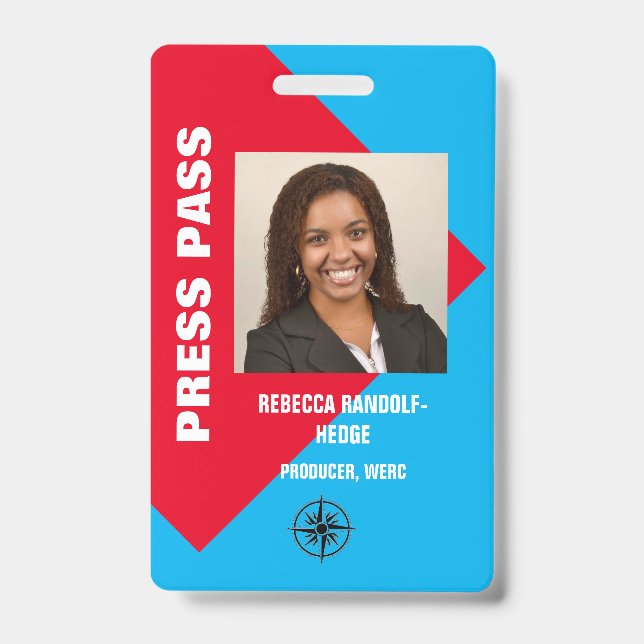 LARGE PHOTO I.D. PRESS PASS ID BADGE (Front)