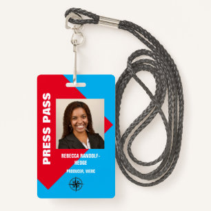 LARGE PHOTO I.D. PRESS PASS ID BADGE