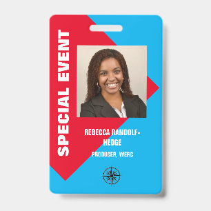 LARGE PHOTO I.D. SPECIAL EVENT PASS ID BADGE
