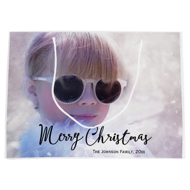 Large Photo Merry Christmas Gift Bags (Front)
