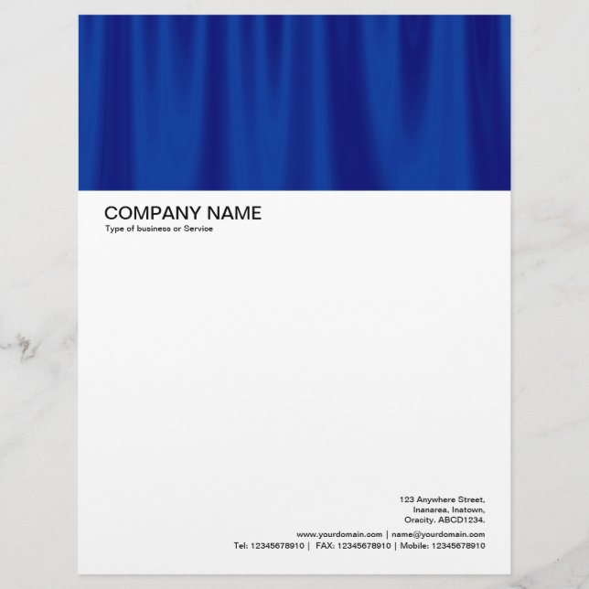 Large Picture Header - Blue Curtain Personalised Letterhead (Front)