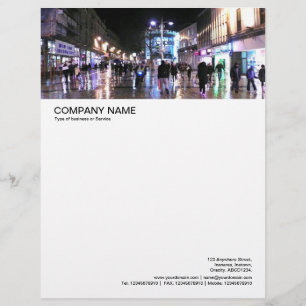 Large Picture Header - City Street in the Rain Custom Letterhead
