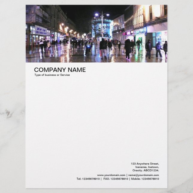 Large Picture Header - City Street in the Rain Custom Letterhead (Front)