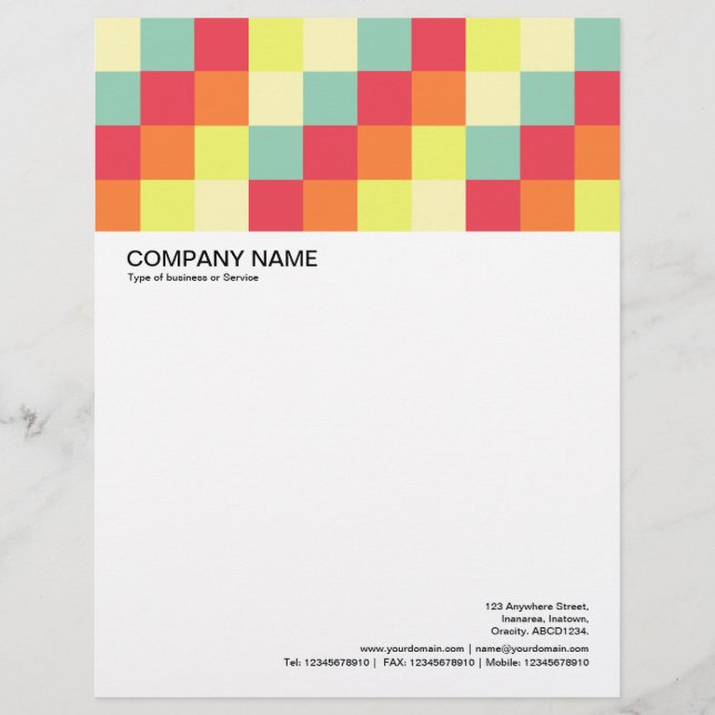 Large Picture Header - Colour Squares 010 Letterhead Template (Front)
