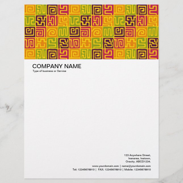 Large Picture Header - Kuba Pattern Colours Custom Letterhead (Front)