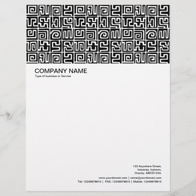 Large Picture Header - Kuba Pattern Custom Letterhead (Front)