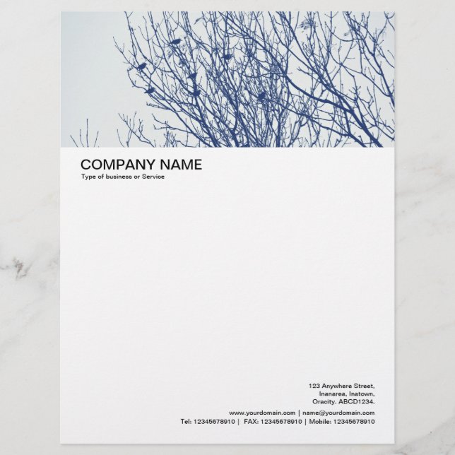 Large Picture Header - Starlings in a Tree Custom Letterhead (Front)