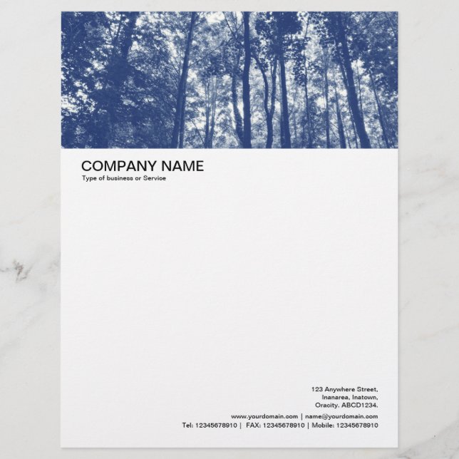 Large Picture Header - Woodland Canopy - Cyanotype Personalised Letterhead (Front)