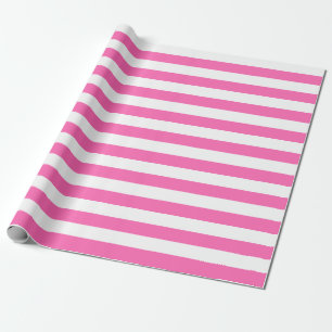 Large Pink and White Stripes Wrapping Paper