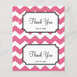 Large pink chevron diy wedding gift bag hang tag flyer