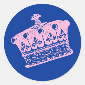 Large Pink Crown or Tiara Classic Round Sticker