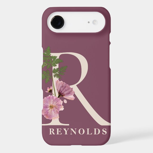 Large Pink Floral Monogram R Name Personalisation (Back)