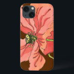 Large Pink Flower with Deep Red Background iPhone 13 Case<br><div class="desc">A large pink flower rests on a deep red background in this painting by Nancy Slocum. The flower is vibrant and in full bloom. A stunning gift for a special person in your life!</div>