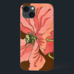 Large Pink Flower with Deep Red Background iPhone 13 Case<br><div class="desc">A large pink flower rests on a deep red background in this painting by Nancy Slocum. The flower is vibrant and in full bloom. A stunning gift for a special person in your life!</div>