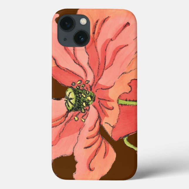 Large Pink Flower with Deep Red Background Case-Mate iPhone Case (Back)