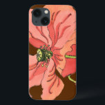 Large Pink Flower with Deep Red Background iPhone 13 Case<br><div class="desc">A large pink flower rests on a deep red background in this painting by Nancy Slocum. The flower is vibrant and in full bloom. A stunning gift for a special person in your life!</div>