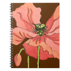 Large Pink Flower with Deep Red Background Spiral Notebook