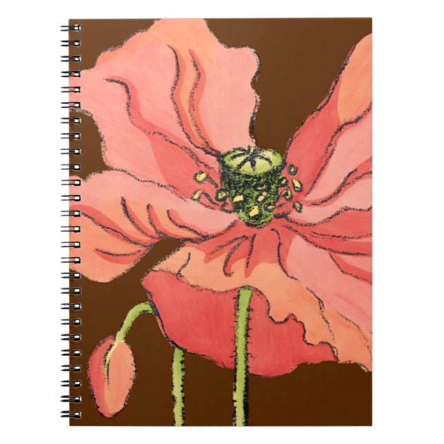 Large Pink Flower with Deep Red Background Spiral Notebook (Front)