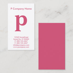 large pink monogram business card