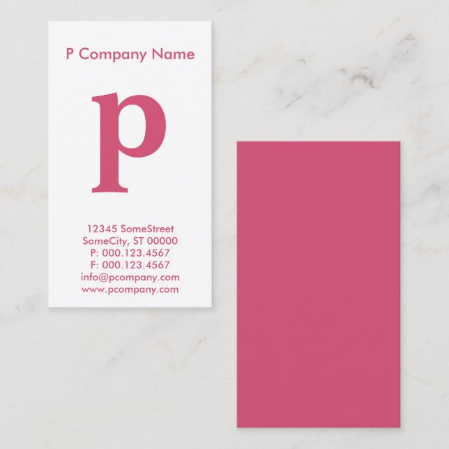 large pink monogram business card (Front/Back)