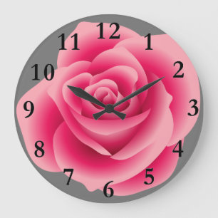 Large Pink Rose Home Decor Wall Clock