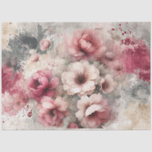 Large Pink Vintage Inspired Floral Tissue Paper