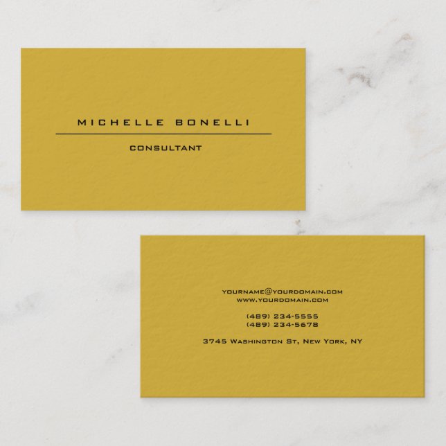 Large Plain Unique Special Gold Colour Background Business Card (Front/Back)