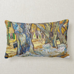 Large Plane Trees by Vincent Van Gogh Lumbar Cushion