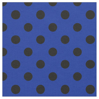 Large Polka Dots - Black on Imperial Blue Fabric