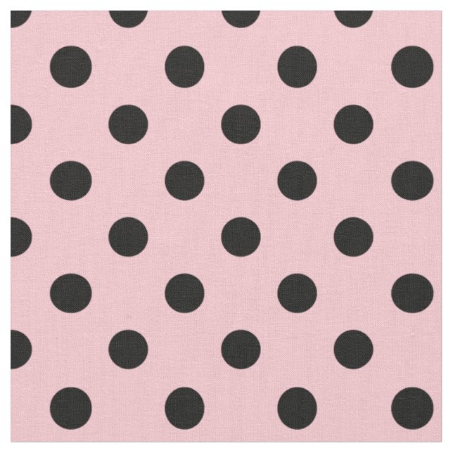 Large Polka Dots - Black on Pink Fabric (Close Up)