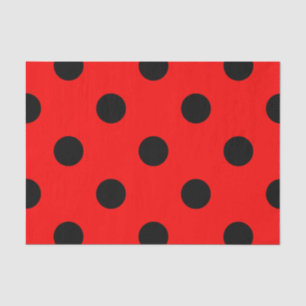 Large Polka Dots - Black on Red Tissue Paper