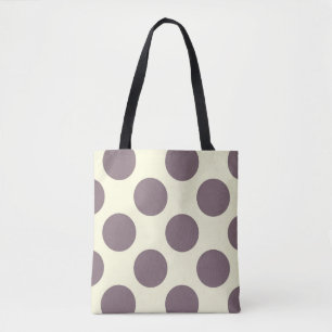 Large polka dots circles pattern purple and cream tote bag