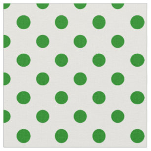 Large Polka Dots - Green on White Fabric