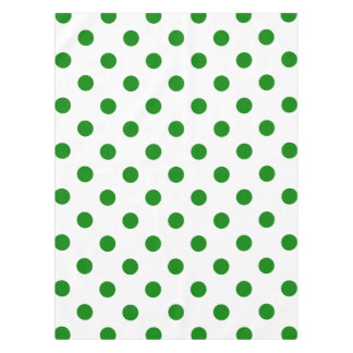 Large Polka Dots - Green on White Tablecloth