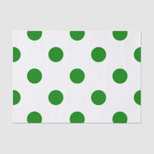 Large Polka Dots - Green on White Tissue Paper