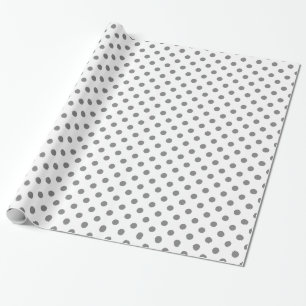 Large Polka Dots - Grey on White Wrapping Paper