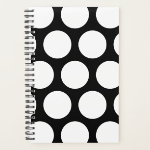 Large Polka Dots Pattern: Black & White Planner