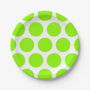 Large Polka Dots Pattern: Bright Green Paper Plate