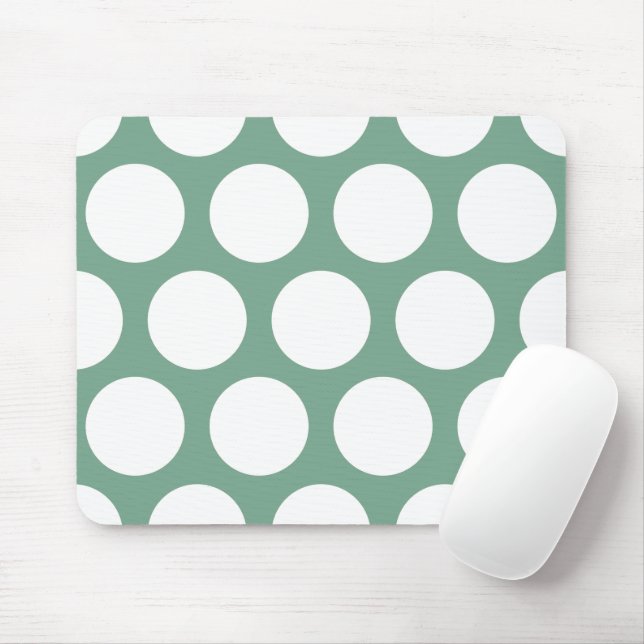 Large Polka Dots Pattern: Seafoam Green Mouse Pad (With Mouse)
