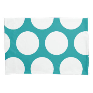 Large Polka Dots Pattern: Teal Pillowcase