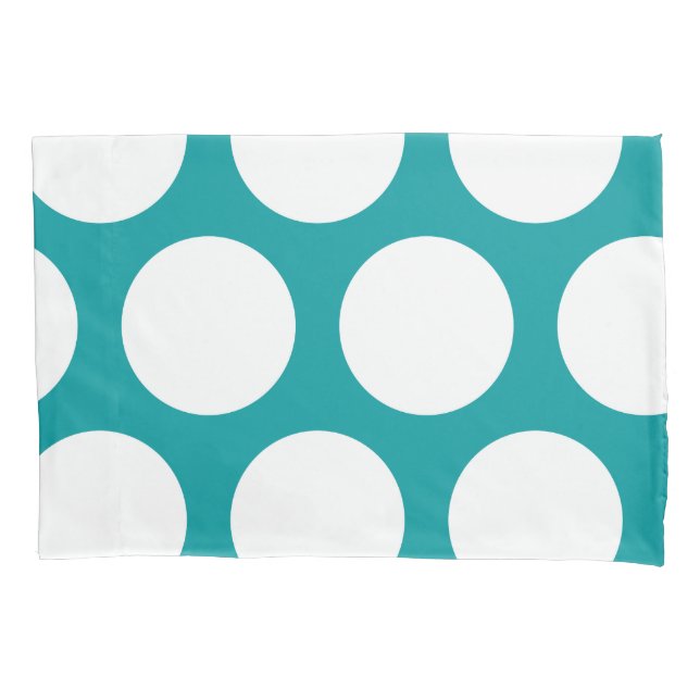 Large Polka Dots Pattern: Teal Pillowcase (Front)