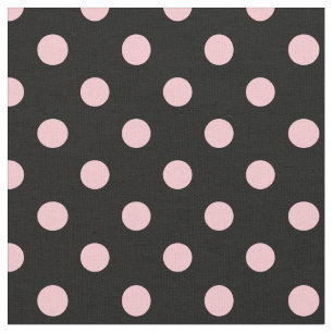 Large Polka Dots - Pink on Black Fabric