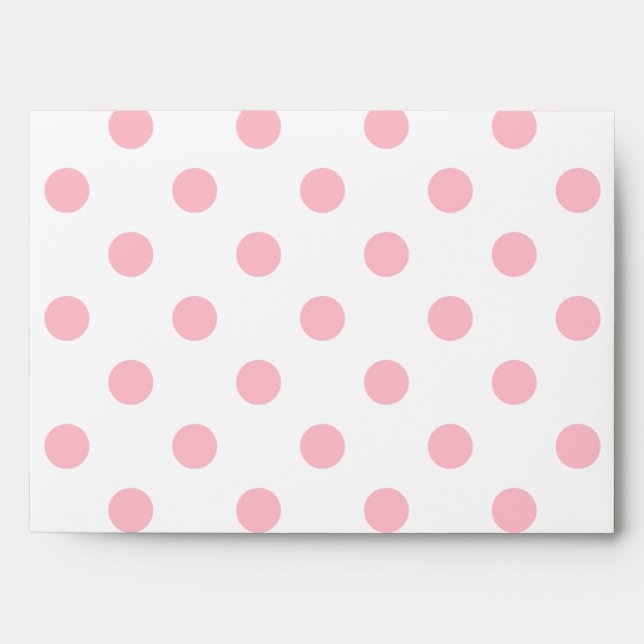 Large Polka Dots - Pink on White Envelope (Front)
